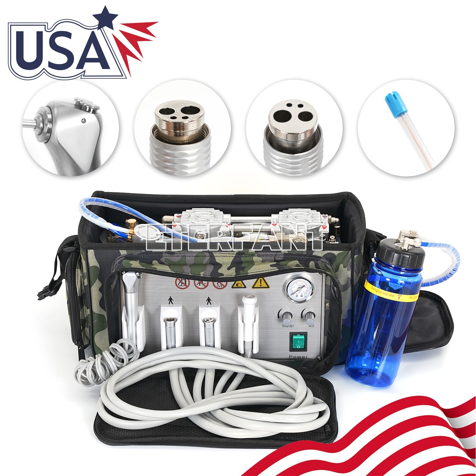 Portable Dental Delivery Unit Bag Air Compressor Suction System 4 Hole BD-401