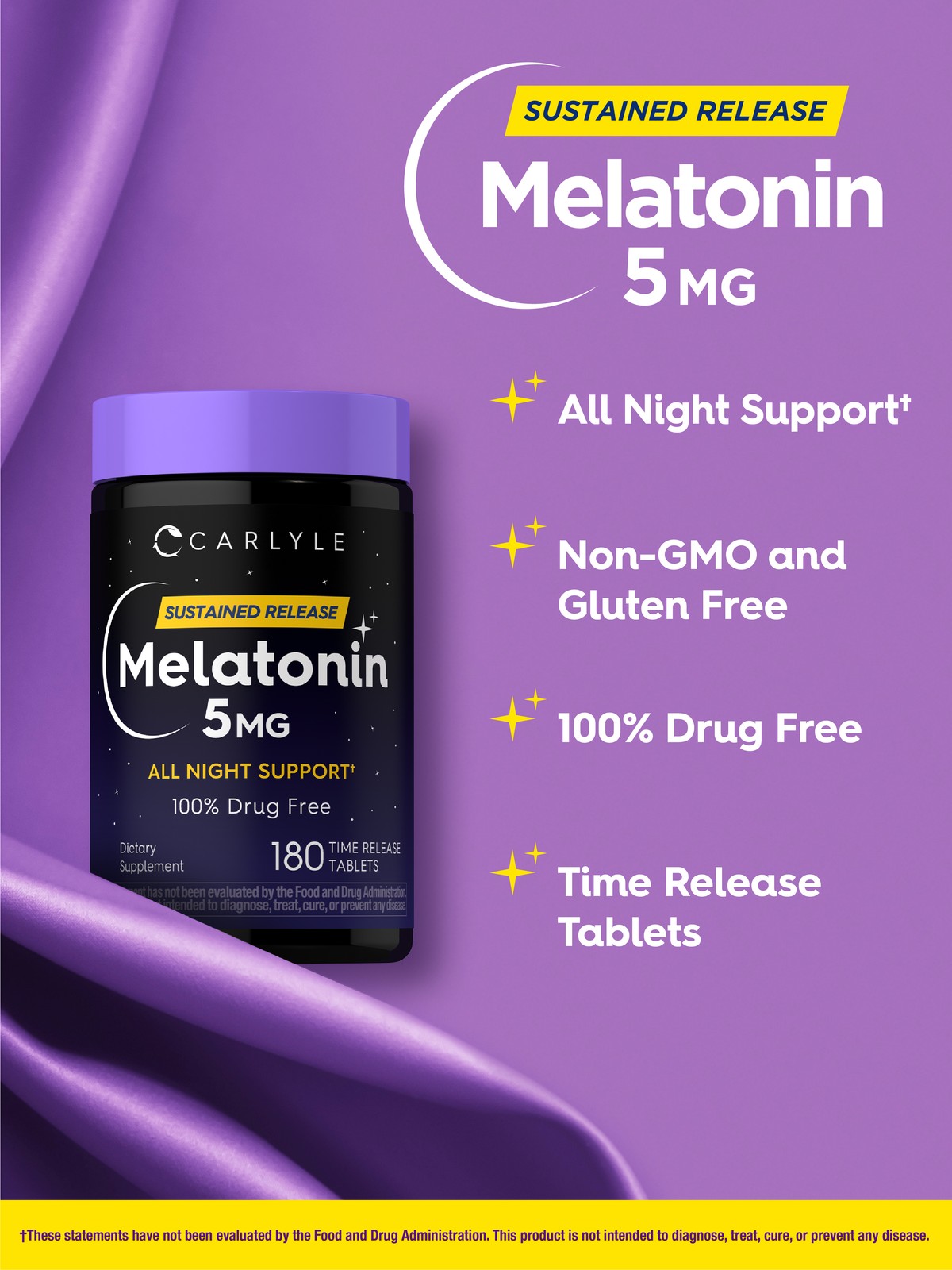 Melatonin 5mg | 180 Tablets | Sustained Release | by Carlyle