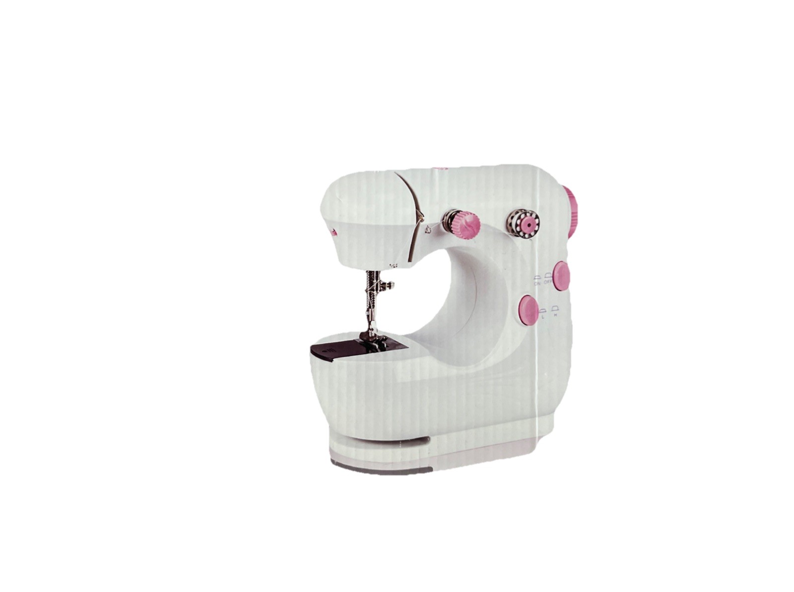Mini Sewing Machine JYSM-301 Pink & White- New In Box Speed Control, W/ Pedal