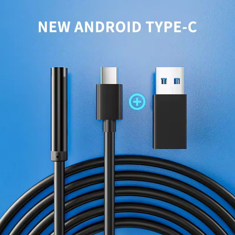 7mm HD Snake Endoscope Borescope Inspection Camera for USB Type C Android PC
