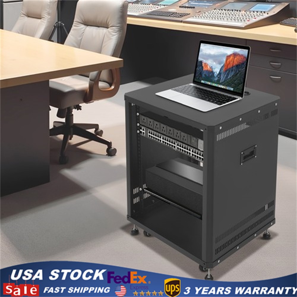 19" 15U Component Rack Rolling Cabinet DJ Equipment Cabinet for Audio Video
