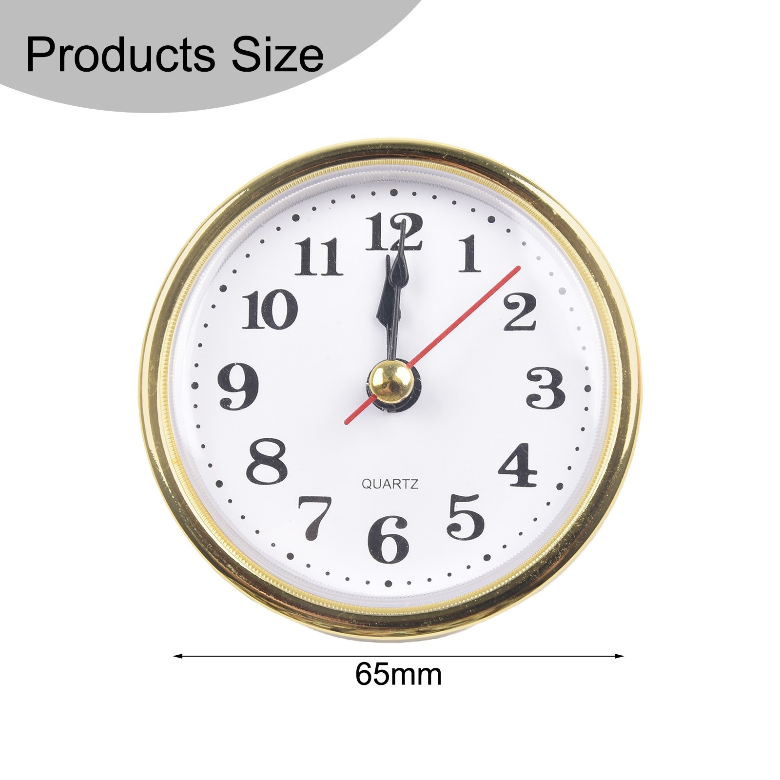 65MM Quartz Clock Inserts Movement Replacement DIY Gold Arabic Numbers / New