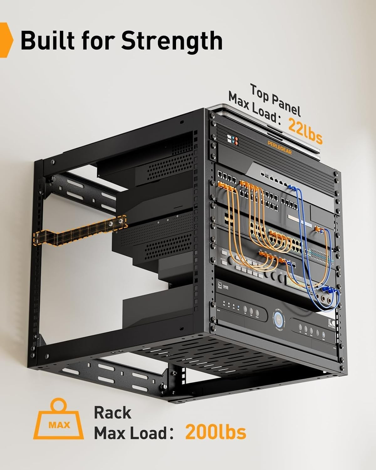 Perlegear 10U Open Frame Server Rack 19" Wall Mount AV NetworkEnclosure #2572EY2