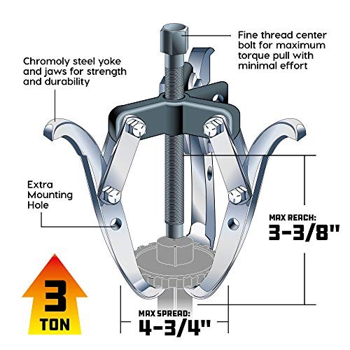 2/3 Jaw Reversible Gear Puller Set, 4-Inch Reversible Jaws, Innovation 4 in.