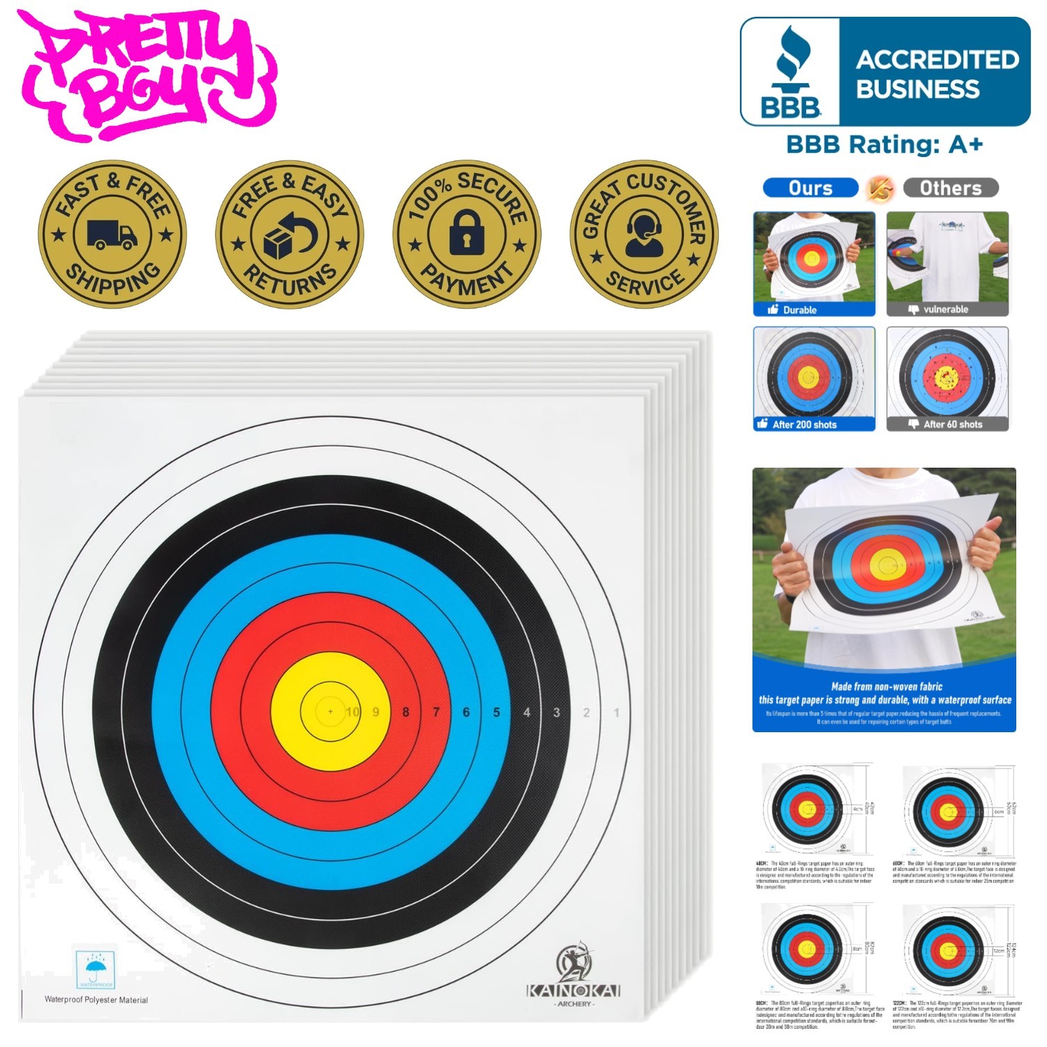 High-Quality Archery Target Paper - 10pcs, Ideal for Competitive Practice