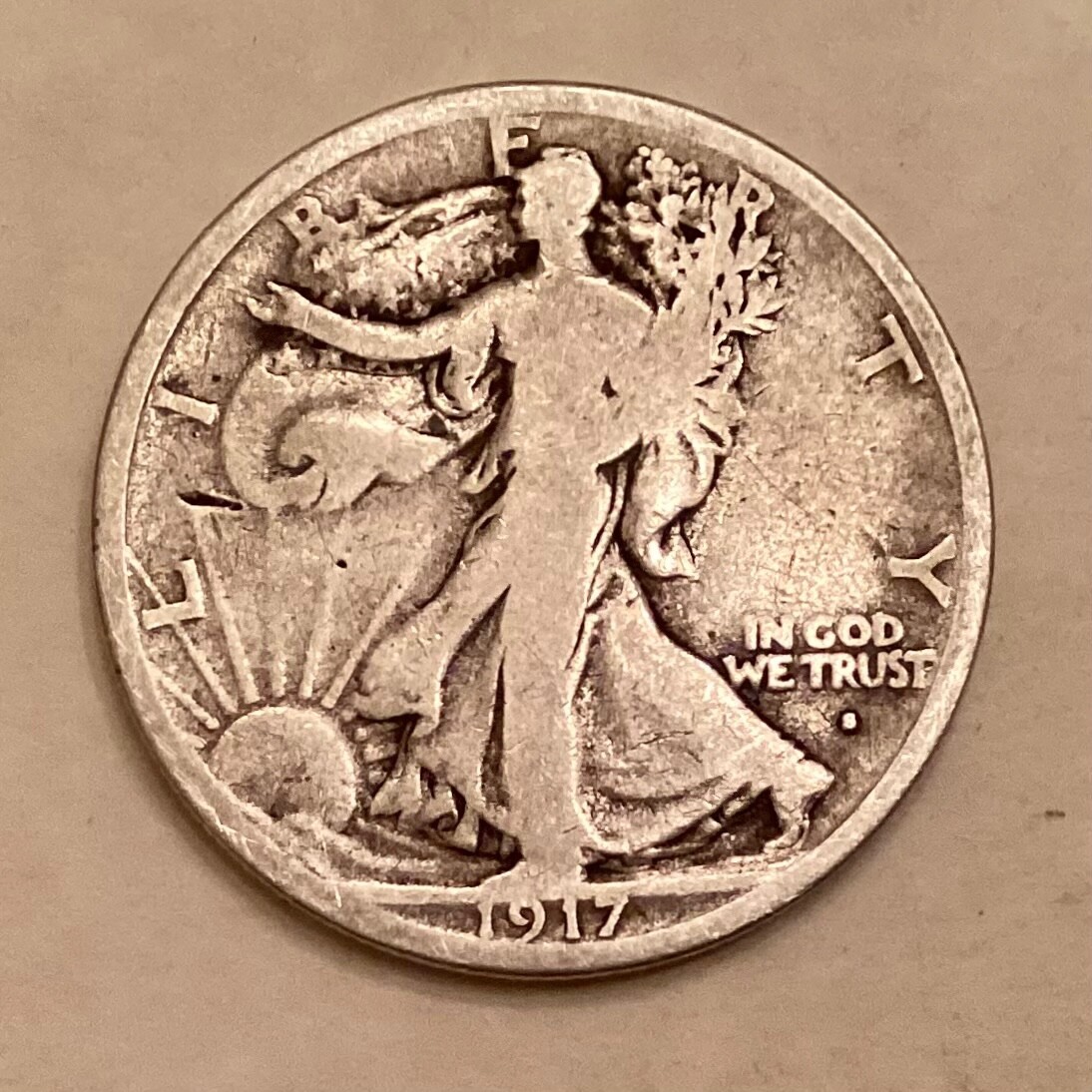 1917 S Obverse Walking Liberty Half Dollar
