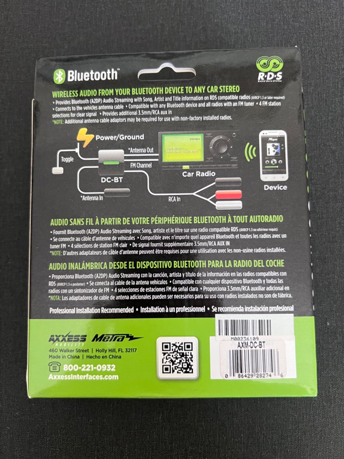 Axxess Mobility Direct Connect Bluetooth Wireless Audio Transmitter axm-dc-bt