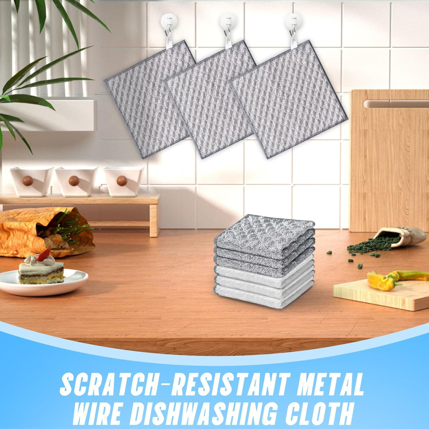 10 PCS Four-Layer Non-Scratch Multipurpose Steel Wire Dishcloths - Reusable Quic