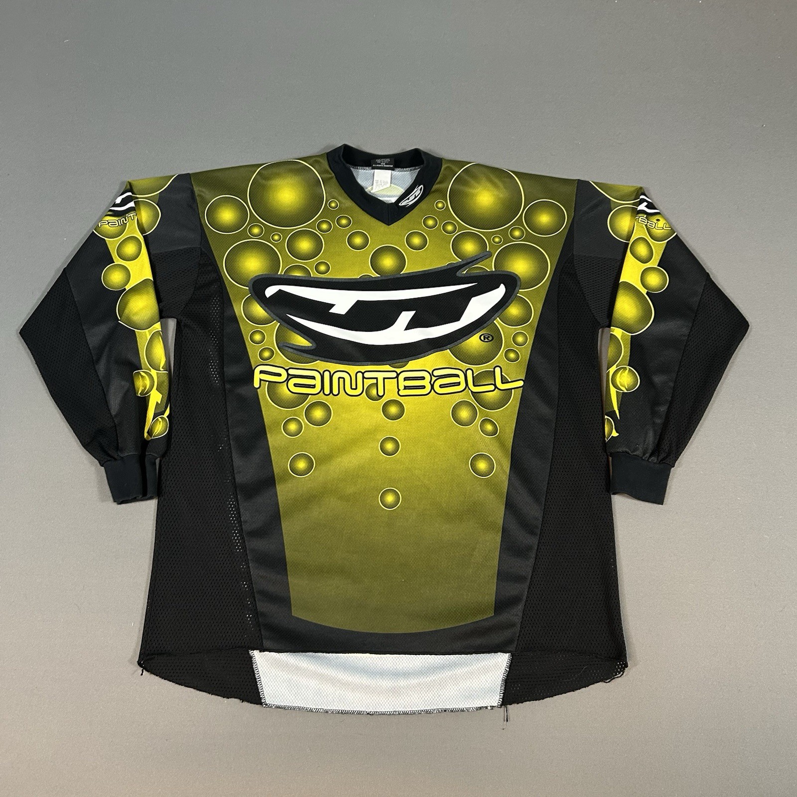 Vintage JT Racing Paintball Jersey Mens Large Black Gold Bubbles Made In USA