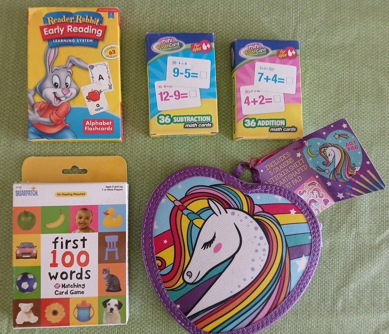 Heart Shaped Art Set Unicorn Case Bendon +4 Pk Learning Cards (234 Total Ct) New