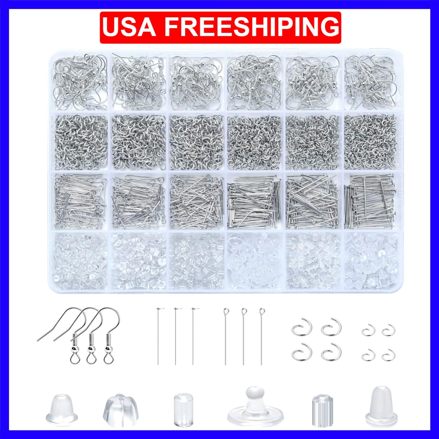 Earring Making Kit, 1100 Pcs Jewellery Findings Earring Making Supplies Kit w...
