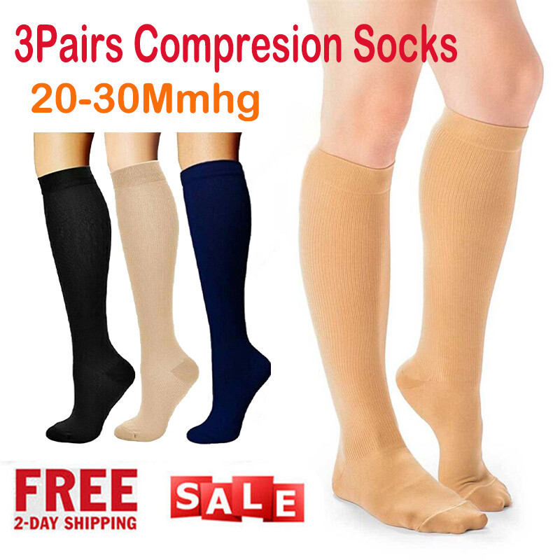 3X Women Men Medical Compression Socks Knee High Support Hose Varicose Stockings