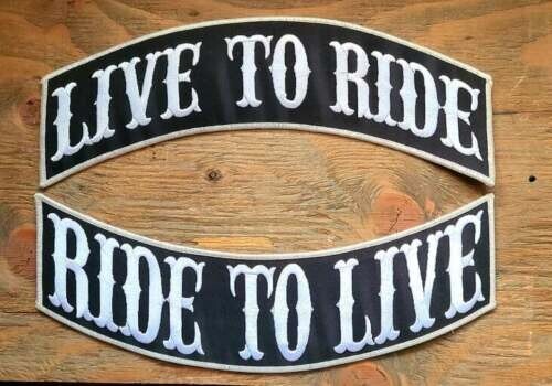 LIVE TO RIDE 2pc ROCKER BACK PATCH SET vest jacket leather motorcycle