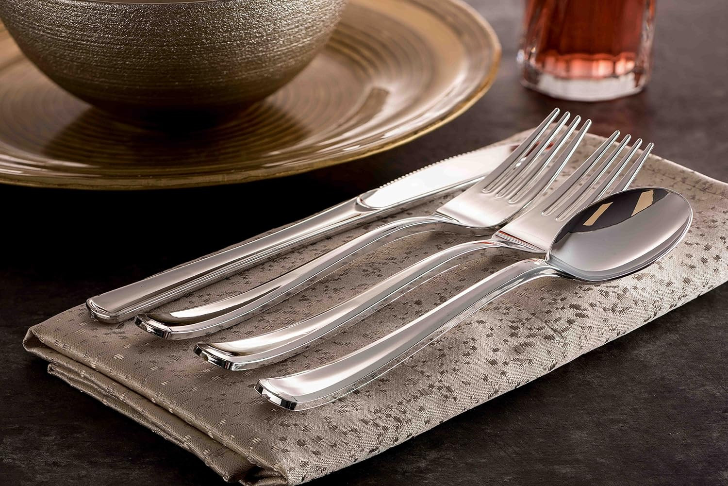 400 Plastic Silverware Set - Silver Cutlery Set - Disposable Flatware Set - 2...