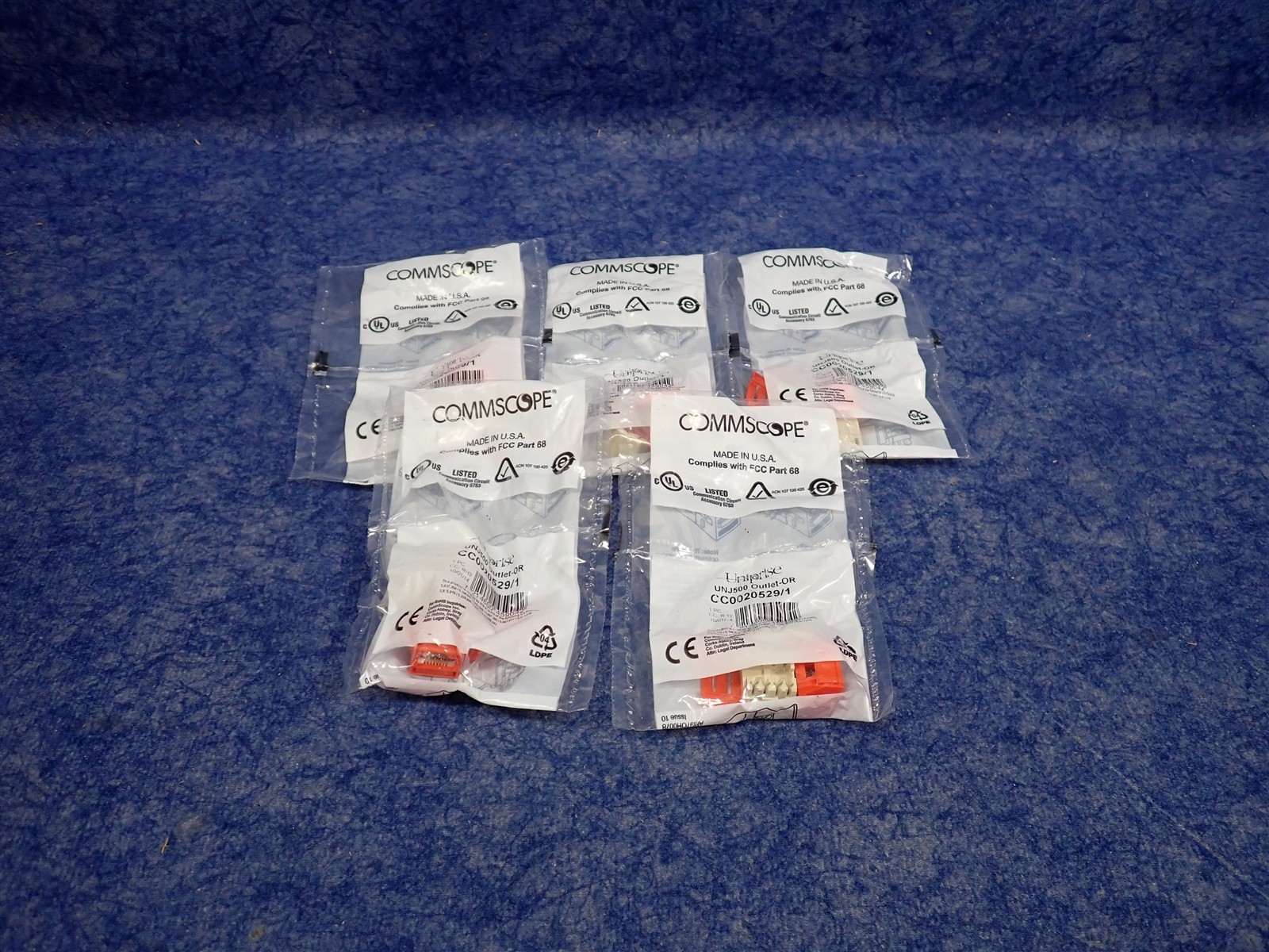 NEW Lot of 5 Commscope CC0020529/1 UNJ500 Cat5e Outlet Orange (BN29)