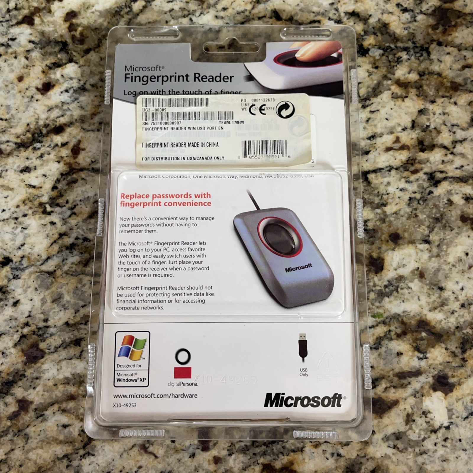 NEW SEALED Microsoft Fingerprint Reader Usb Model 1033 w/ CD and Manual
