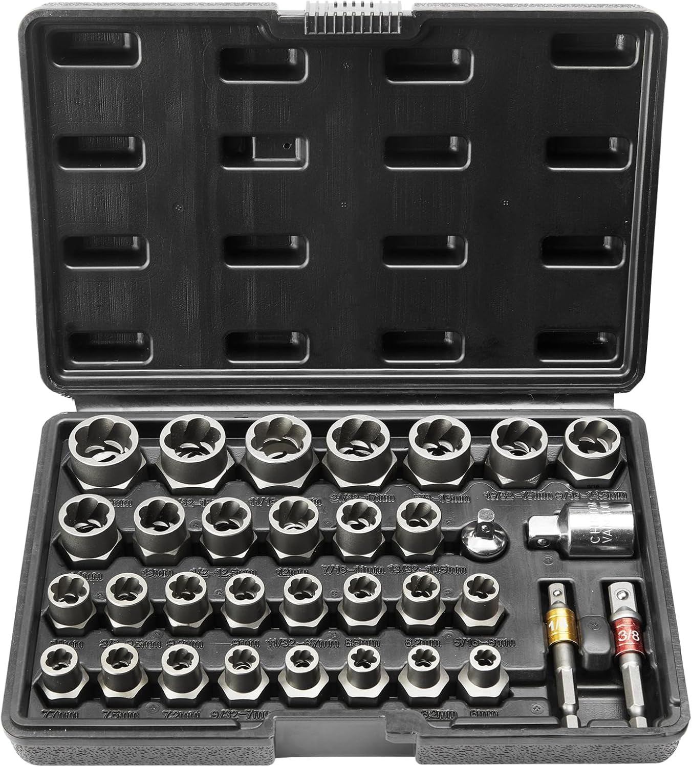 Bolt Extractor Set, 32-Piece Bolt and Nut Remover Set, 6Mm to 10Mm, 13/32" to 3/