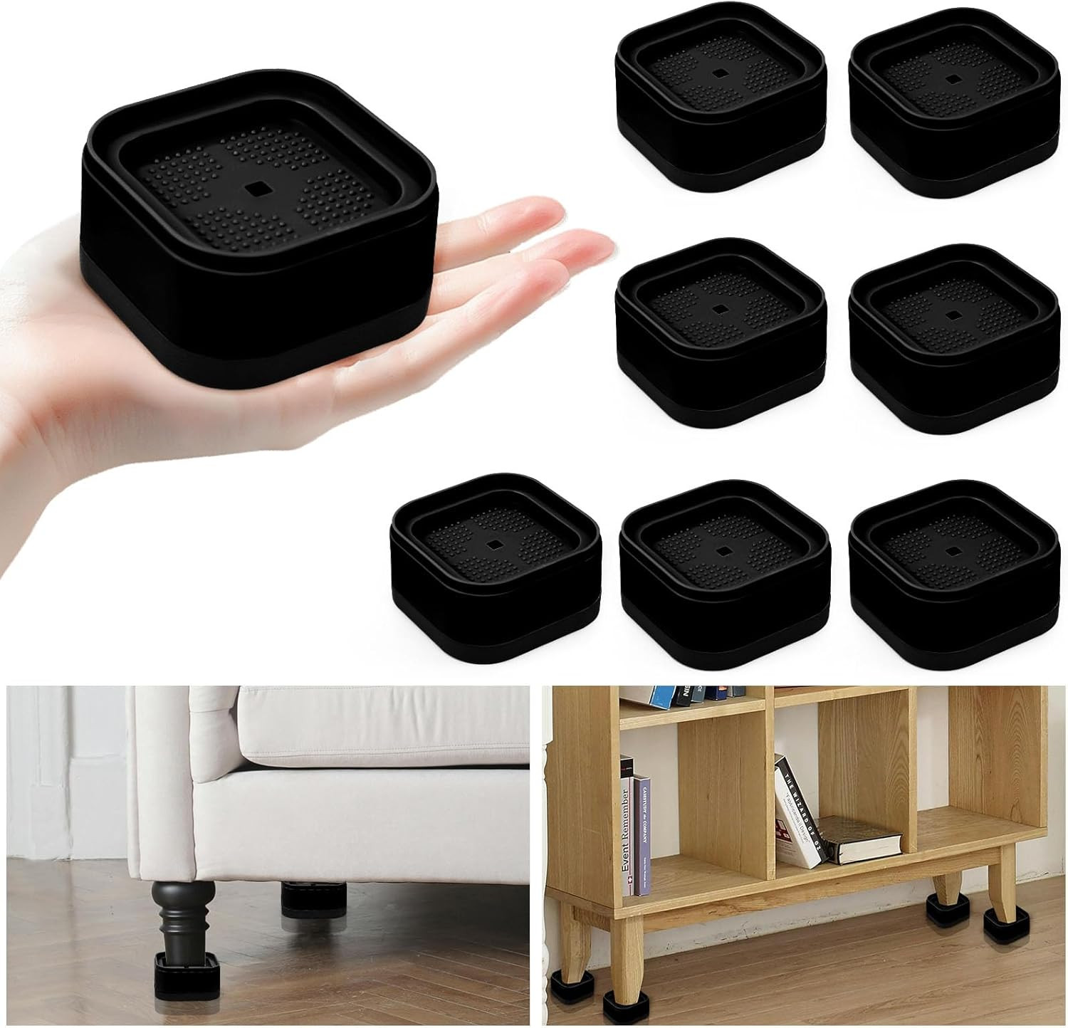 8 Pack Furniture Risers, Adjustable Bed Risers Heavy Duty Stackable Bed Raisers