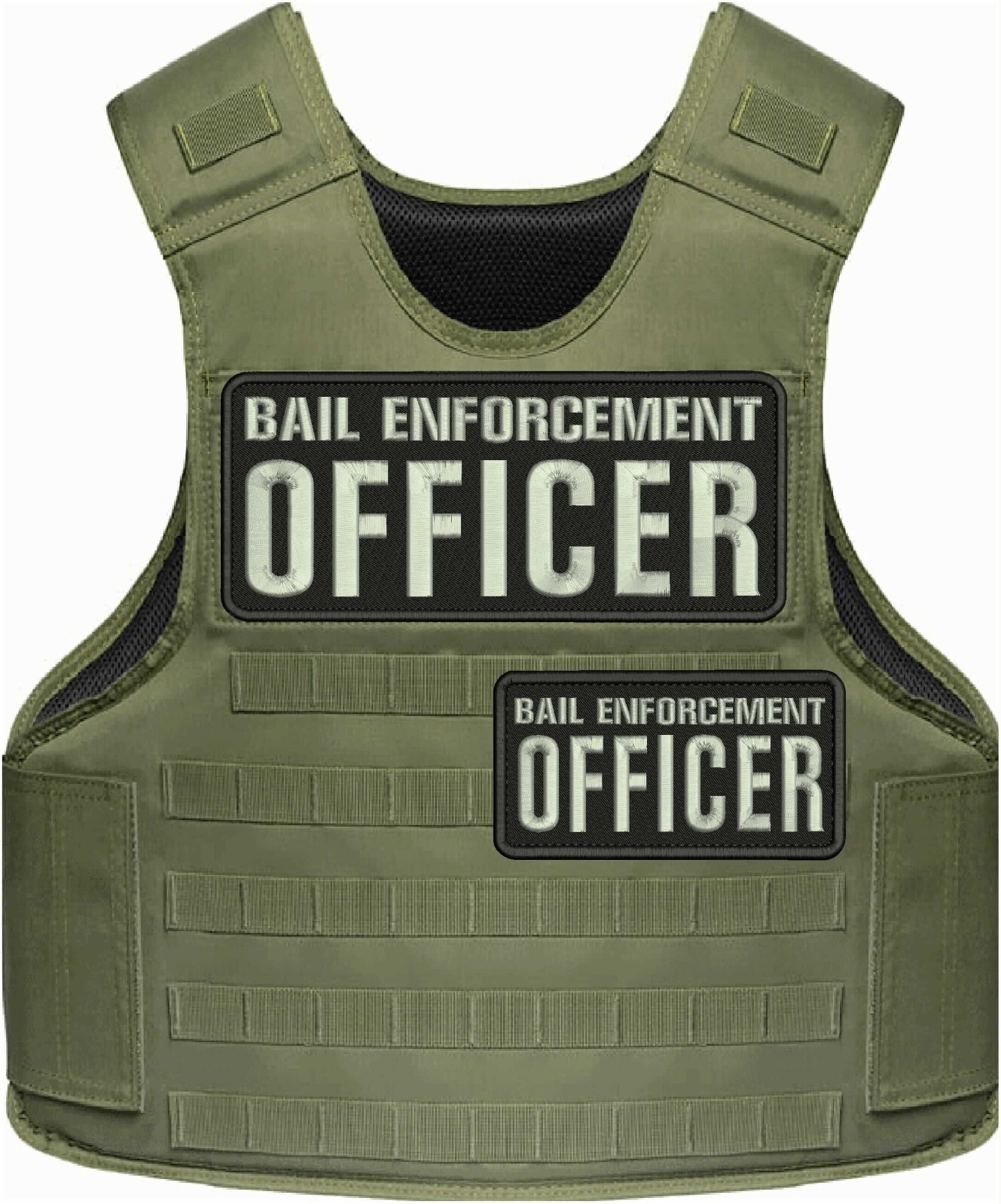 embroidery patch 4X10 2x5 hook on back  BAIL ENFORCEMENT OFFICER ON WHITE