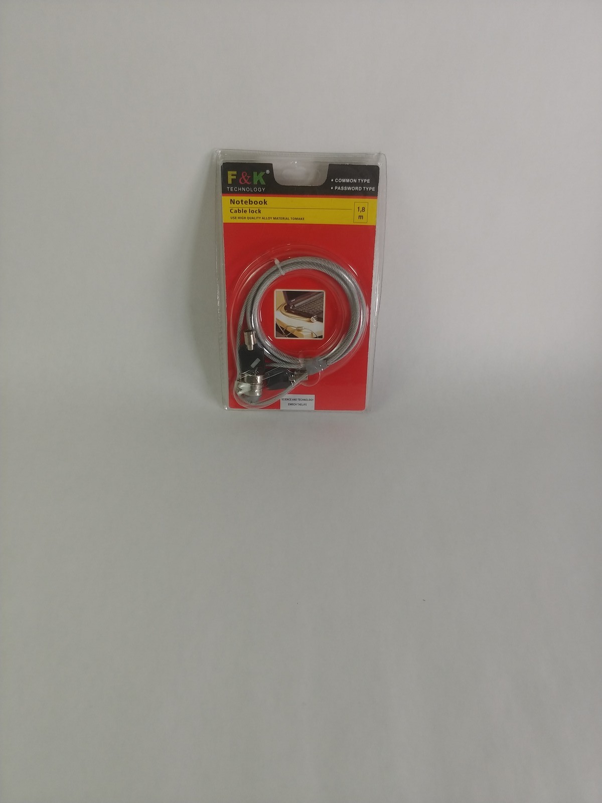 New F&K NOTEBOOK 6 Foot Cable Lock with 2 keys