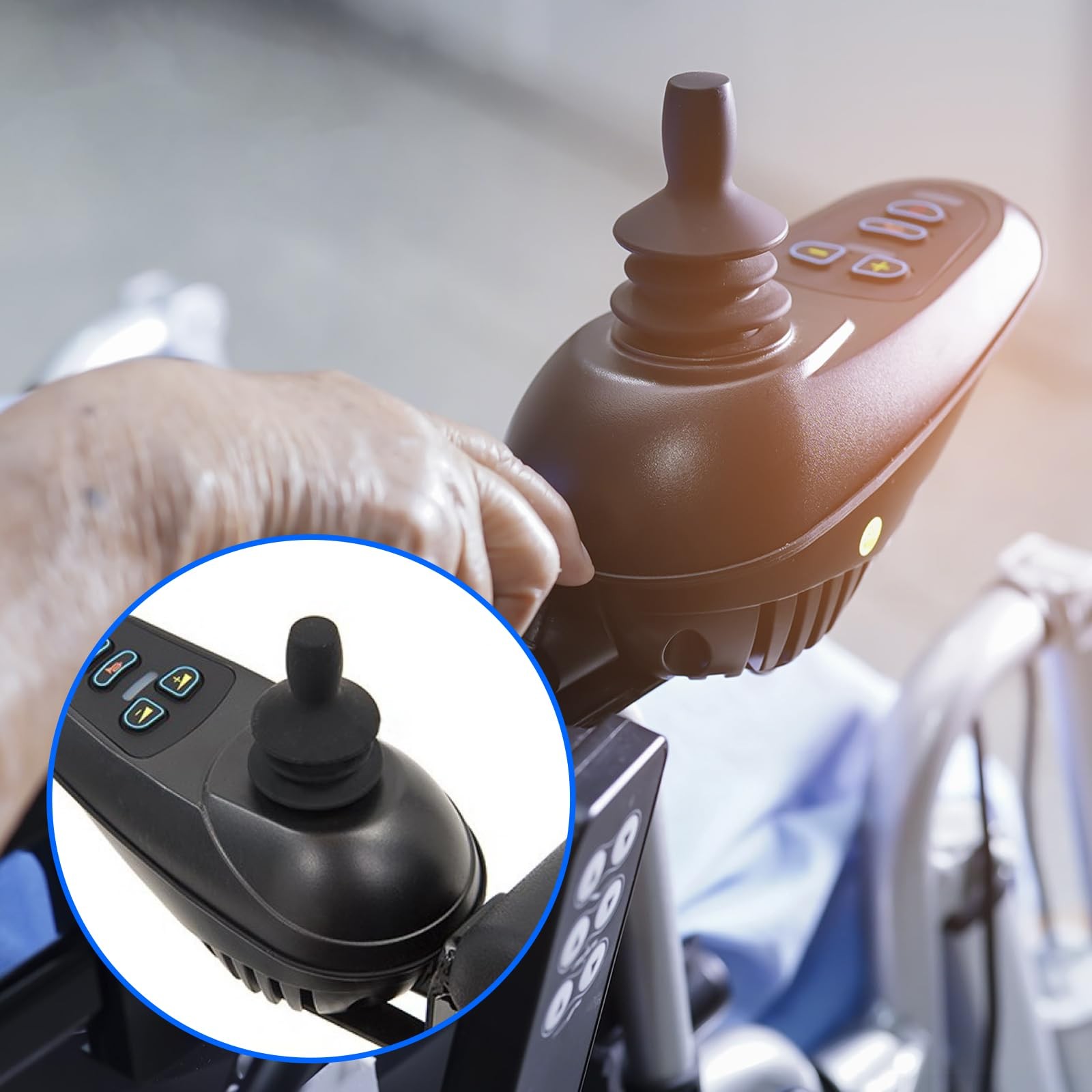 4 Pcs Wheelchair Joystick Button Cap Joystick Controller Knob and Gaiter Blac...
