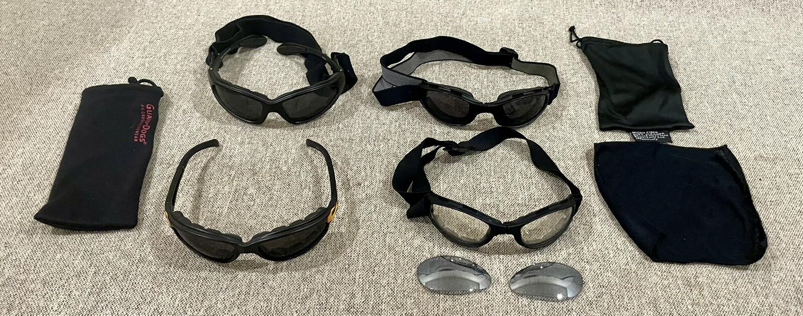 Lot Of 4 Bobster Style Motorcycle Sunglasses / Goggles Lot w/cases & ex. lens