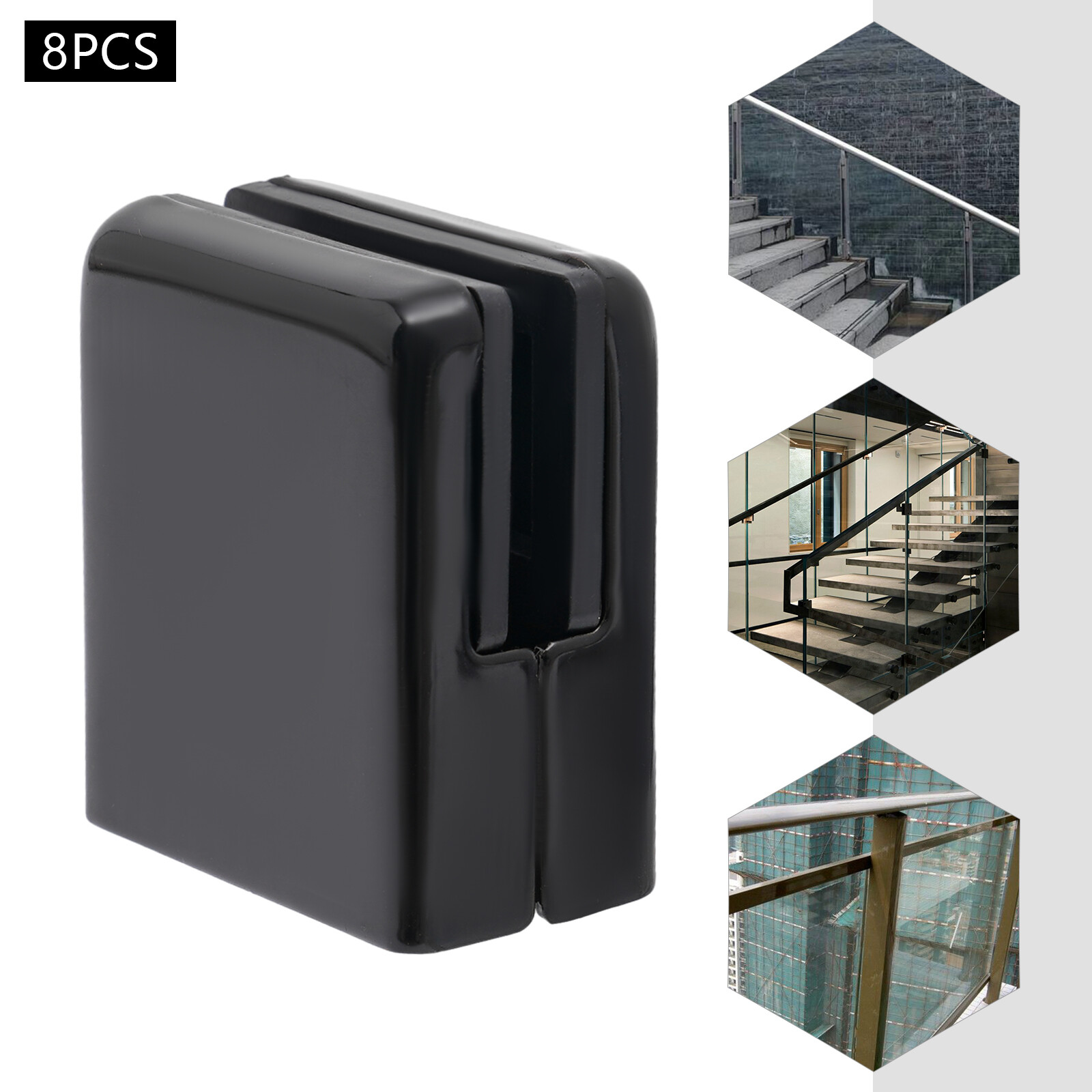 304 Stainless Steel Glass Clamps 8 Pack Black Glass Clamp Clip For 8-10mm Glass