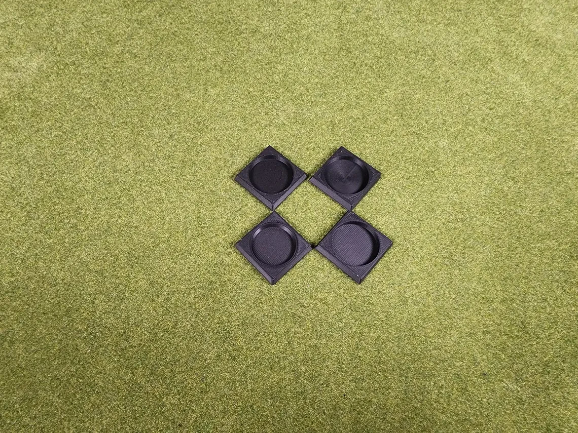 20mm Round To 25mm Square Base Adapters - Base Conversions Wargaming Old School