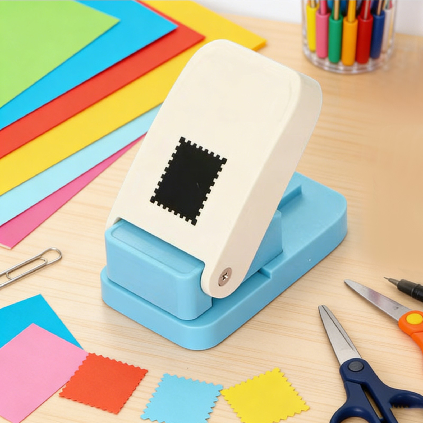 Square Hole Punch, Portable Stamp Punch for Scrapbooking, Plain Copy Paper, Card