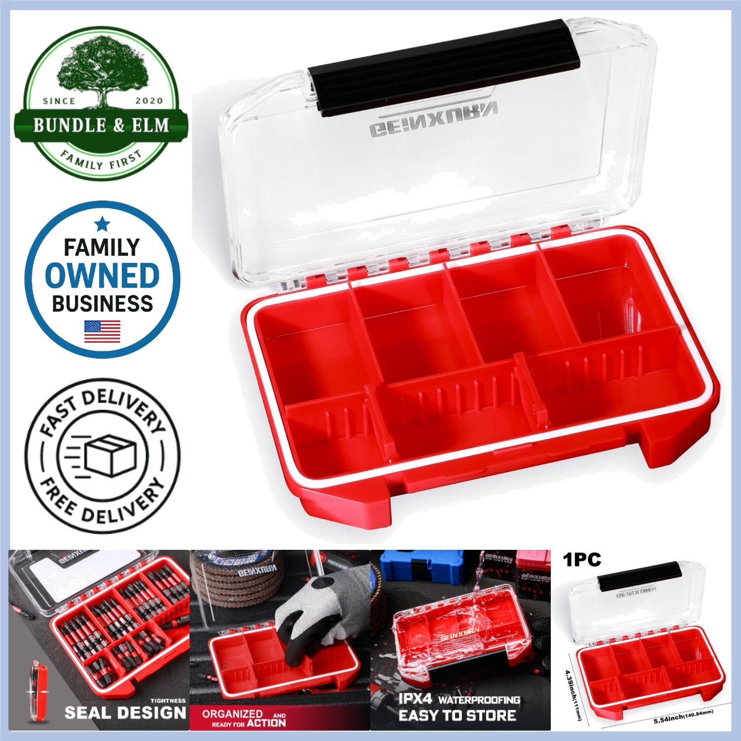 Waterproof Small Storage Case Plastic Organizer Removable Dividers for Tools