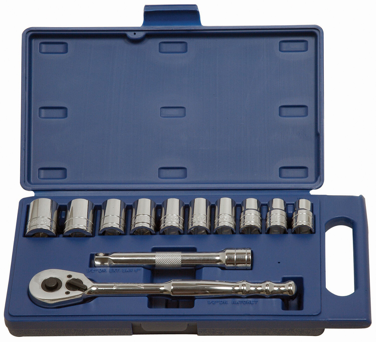 12pc 12 - 24mm, 1/2" Drive, 12 Point Chrome Shallow Socket & Drive Set Williams