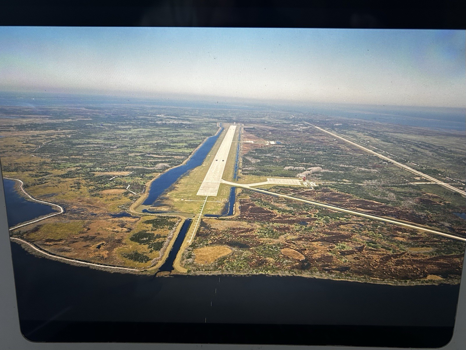 1986 NASA KSC Shuttle Aerial View Landing Facility Presentation Transparency