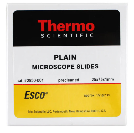Esco 2950-001 Microscope Slides, Plain, 25 x 75 x 1 mm. Four Packs of 2.