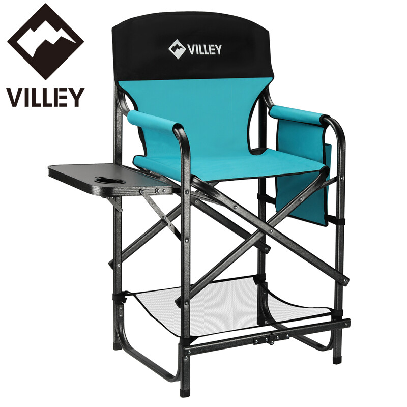 VILLEY Tall Director Chair Folding Camping Chair Makeup Artist Chair 900D Fabric