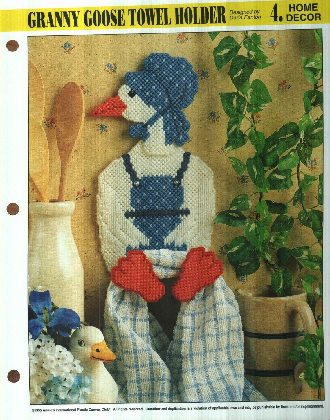 NEW GRANNY GOOSE TOWEL HOLDER ANNIE'S PLASTIC CANVAS PATTERN INSTRUCTIONS