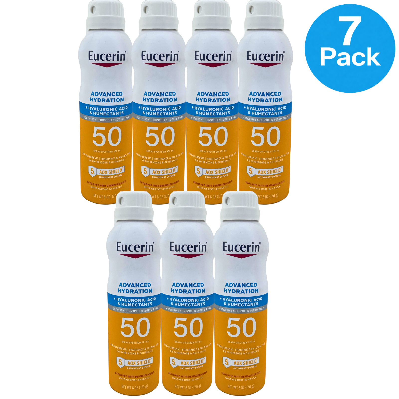 Eucerin Advanced Hydration SPF 50 6 oz 7 Pack New Exp 07/2027