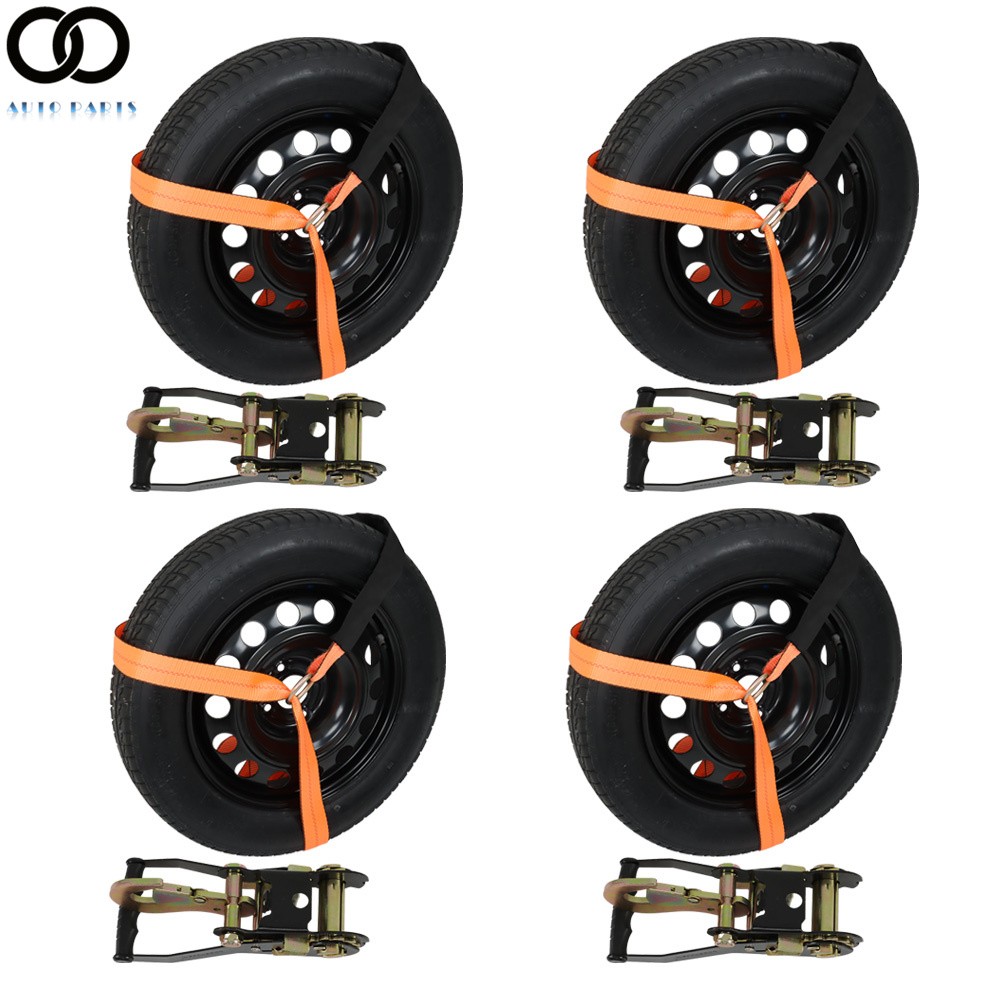 2 " x 96 " - 4 Pack - 3,300 Pound Safe Working Load Car Tie Down with Snap Hooks