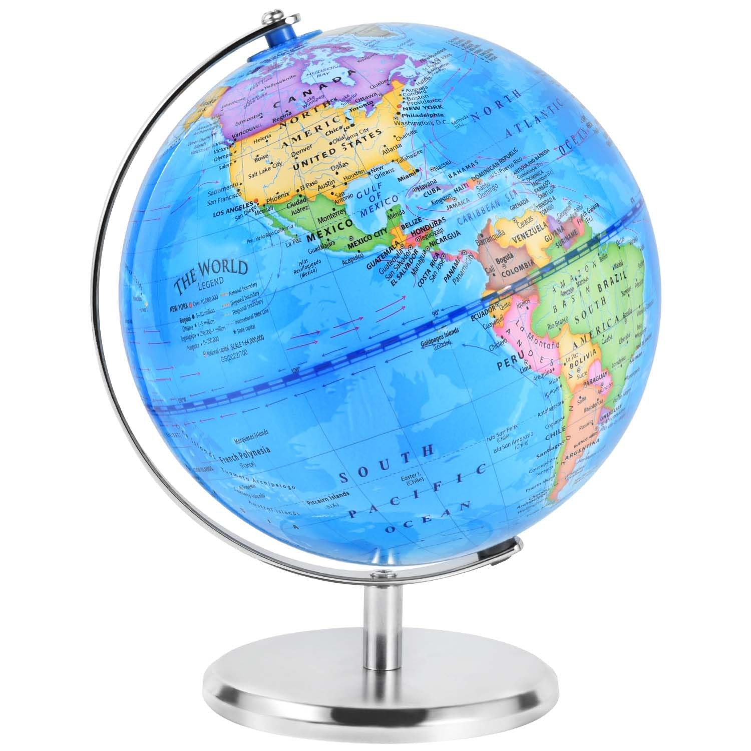KISEER 8 Inch World Globe Rotating Earth Spinning Globe with Heavy Metal Stan...