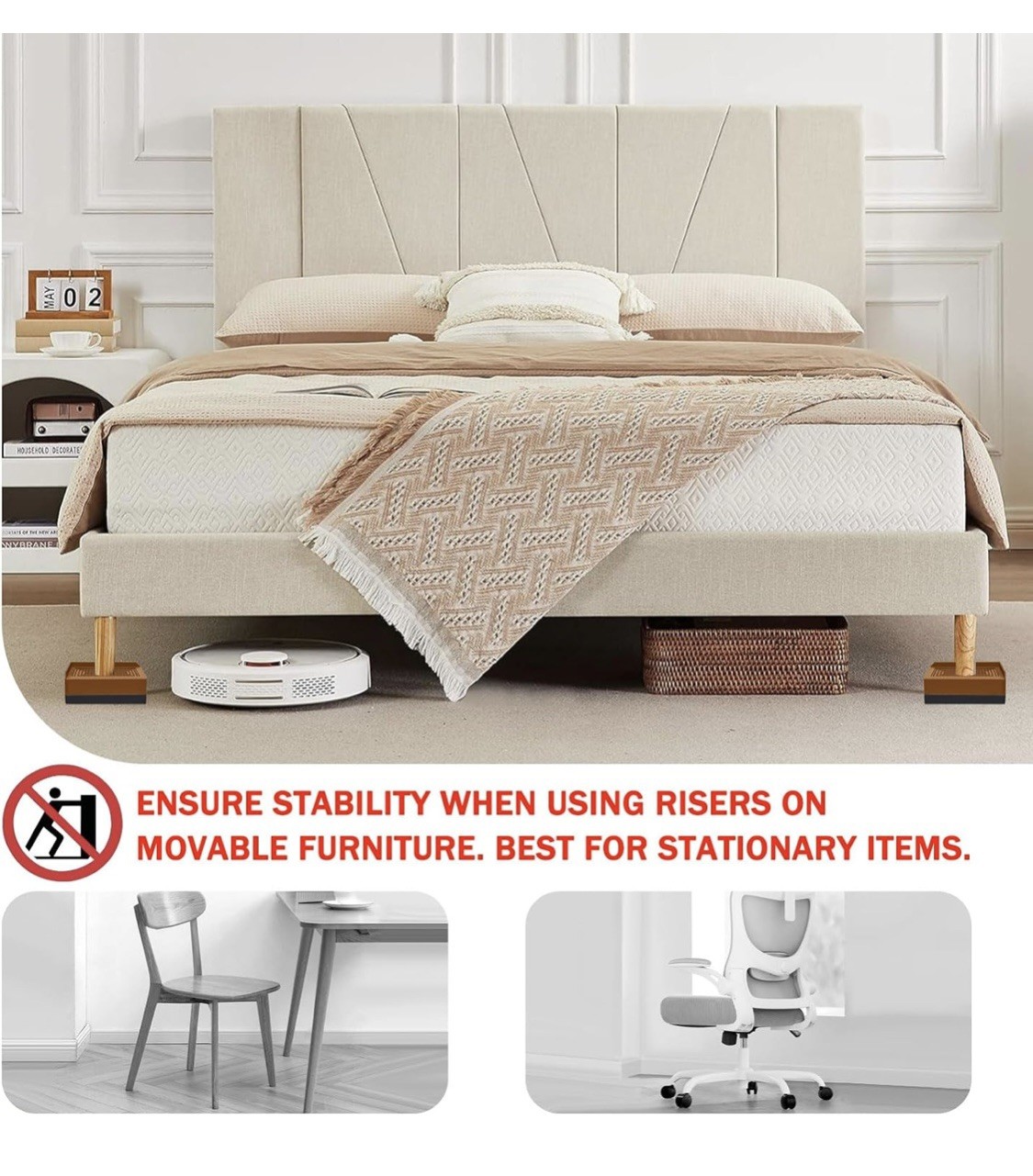 Furniture Risers Rectangle Adjustable Risers Blocks for Bed Sofa Table and Co...