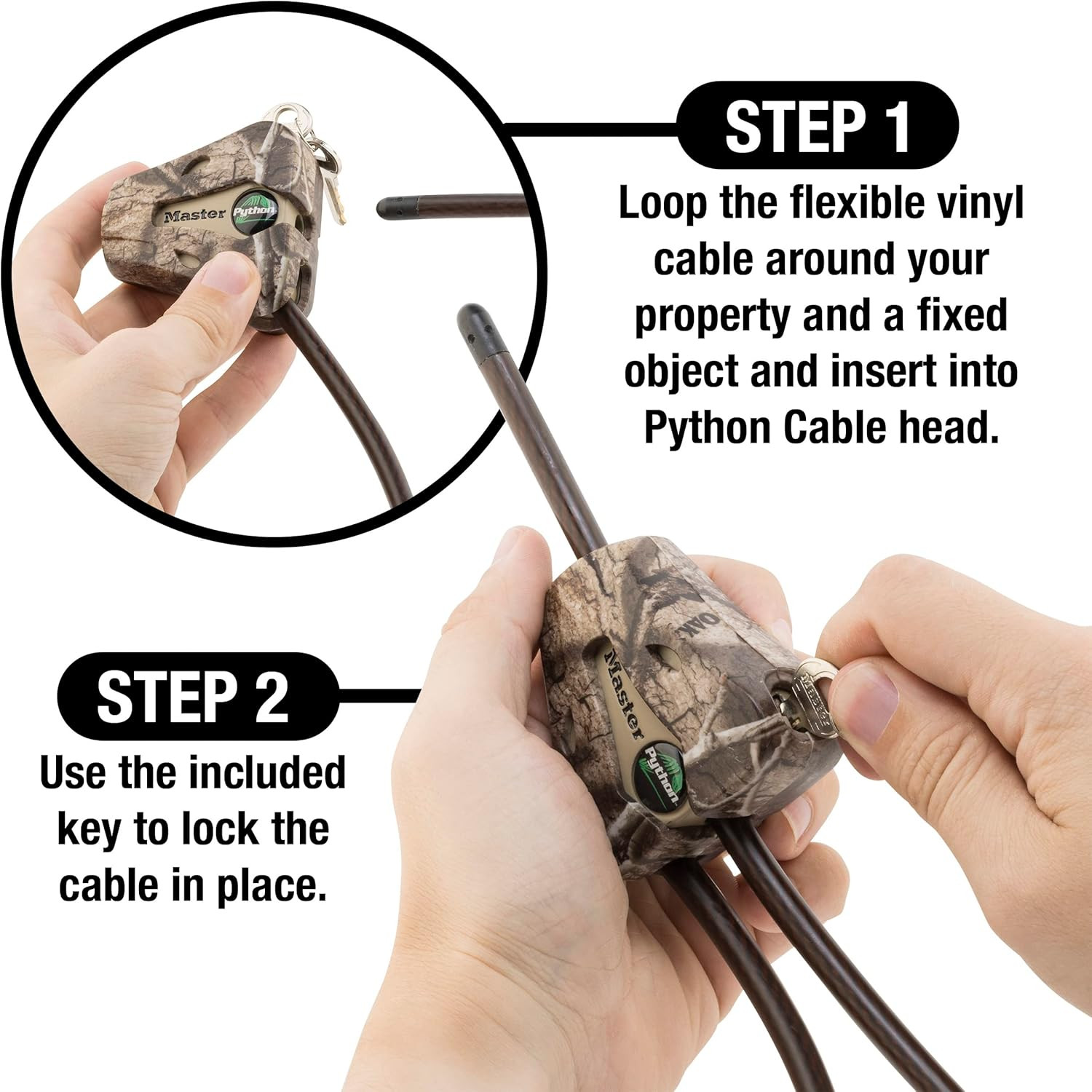 Cable Lock, Python Adjustable Keyed Cable Lock, 6 Ft. Long Cable, 2 Pack Mossy O