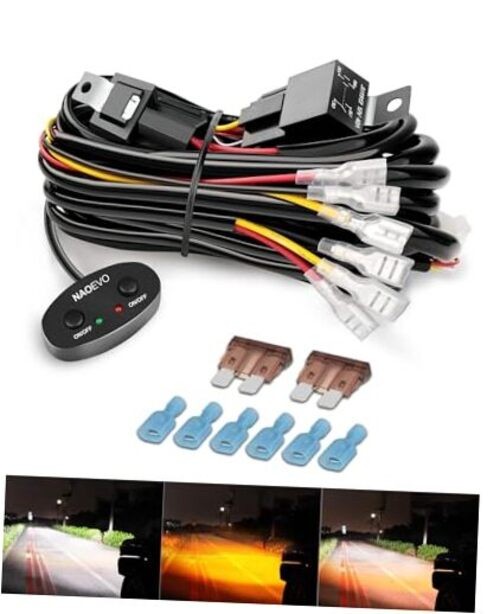 18AWG 80W Dual Color Wiring Harness Switch 2 Leads, Dual Relay Switch 12V Kit