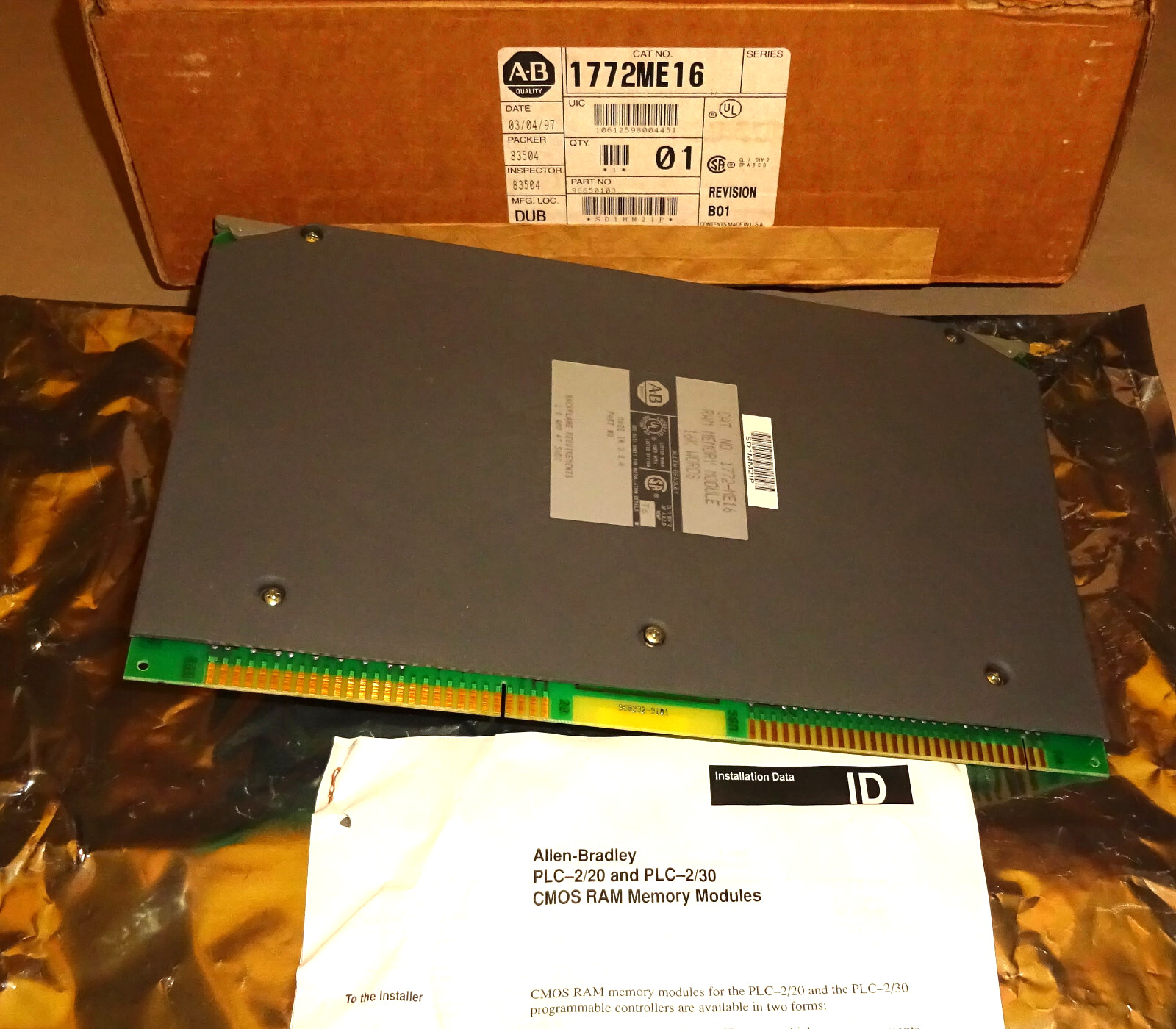 Allen Bradley 1772ME16 Ram Memory Module 1772-ME16 NEW