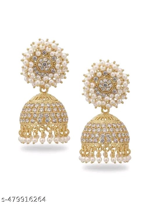 Kundan Jhumka Earrings Indian Gold Plated Bollywood Style Jewelry Set
