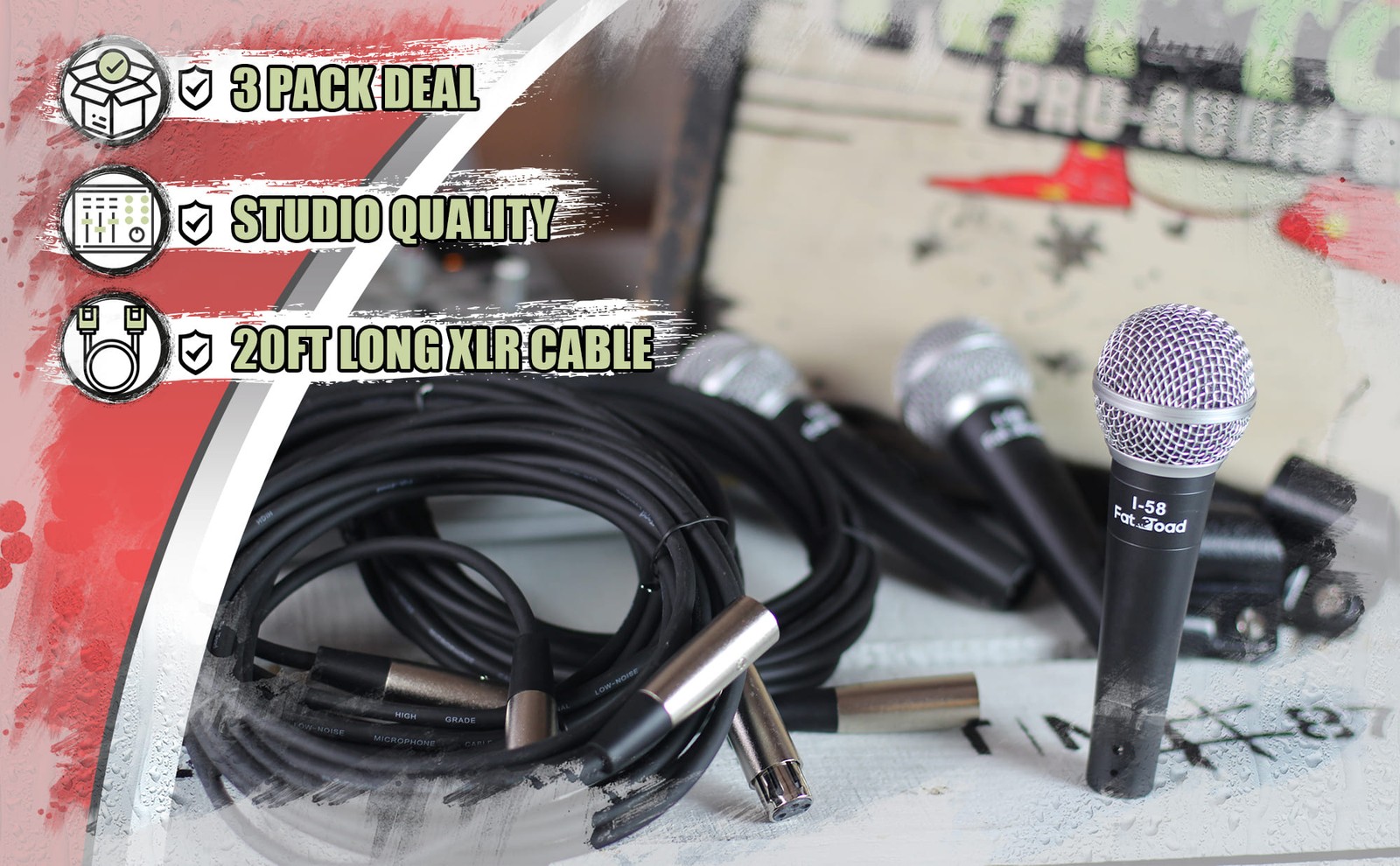 Instrument Vocal Microphones - Wired Singing Handheld Recording Studio Mic PACK