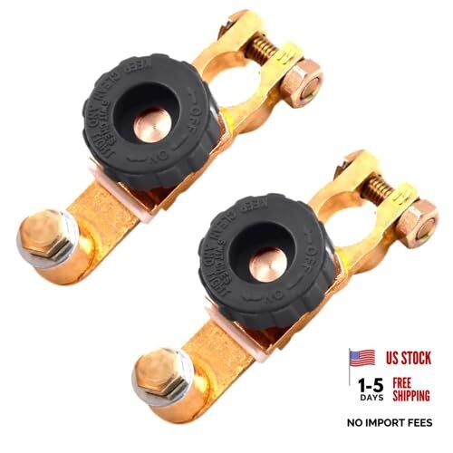 Battery Master Cut Off Switch 12V/24V, Gold Brass, Top Post Design, 2 Pack,