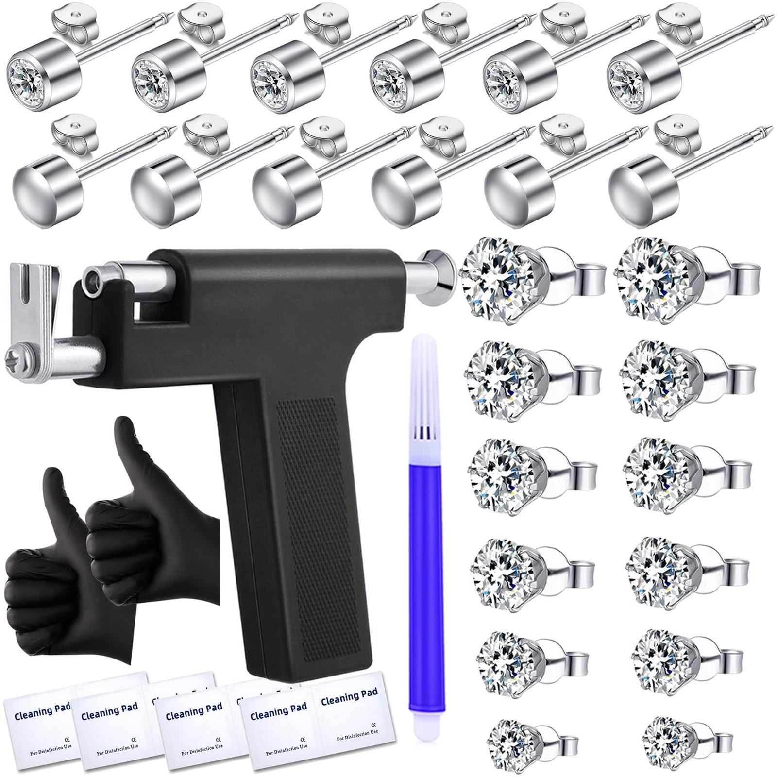 Pistola para perforar orejas,herramientas reutilizables para perforar pendientes