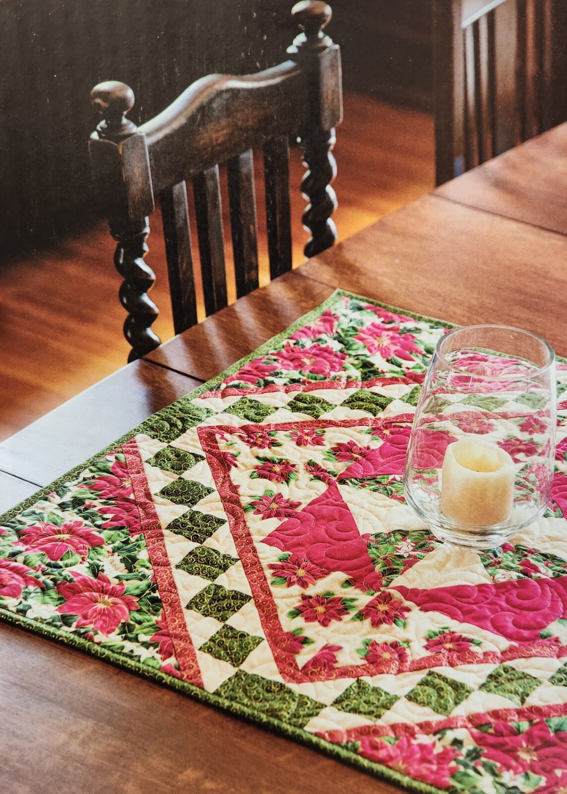 "Poinsettia Trail" Table/Wall Quilt Pattern from 2014 Magazine Challenging