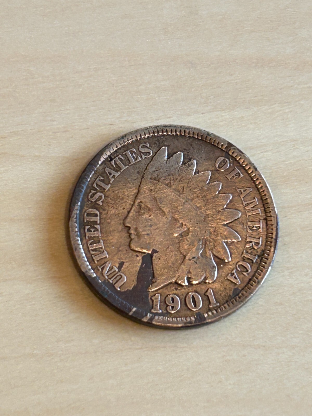 1901 Indian Head one cent penny 1 cent Red/Brown