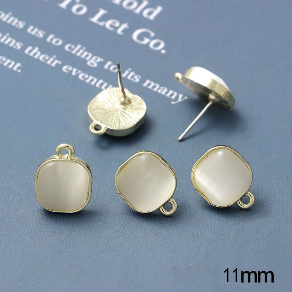 2Pairs Gold Plated Alloy Stud Faux Cat Eye Beads Earrings Component GJS638