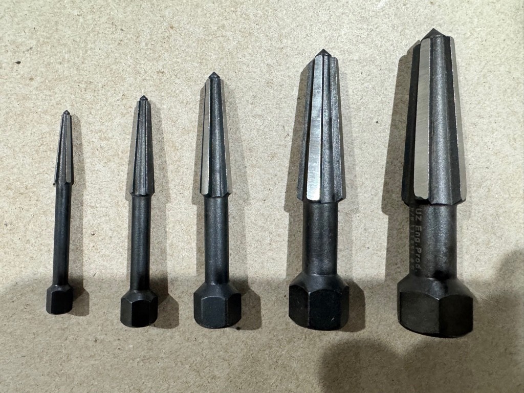 UZ 5-Pc. Dual Action Screw Extractor set, Made in Germany (READ DESCRIPTION)
